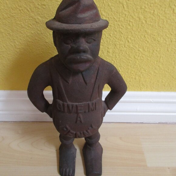 VTG Heavy, Large Cast Iron, "Give Me A Penny Bank" 4.5 pounds, 11" approx. - Picture 2 of 8